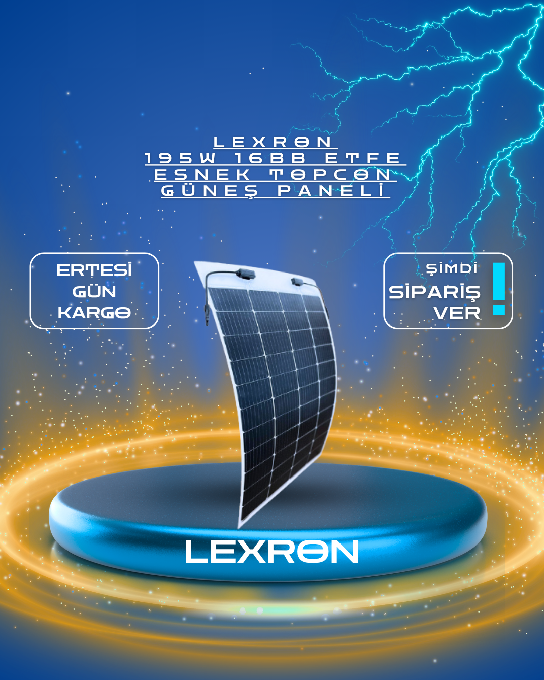 LEXRON 195W 16BB ETFE ESNEK TOPCON GÜNEŞ PANELİ