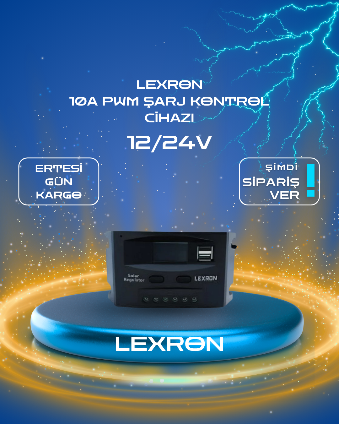LEXRON 10A PWM ŞARJ KONTROL CİHAZI