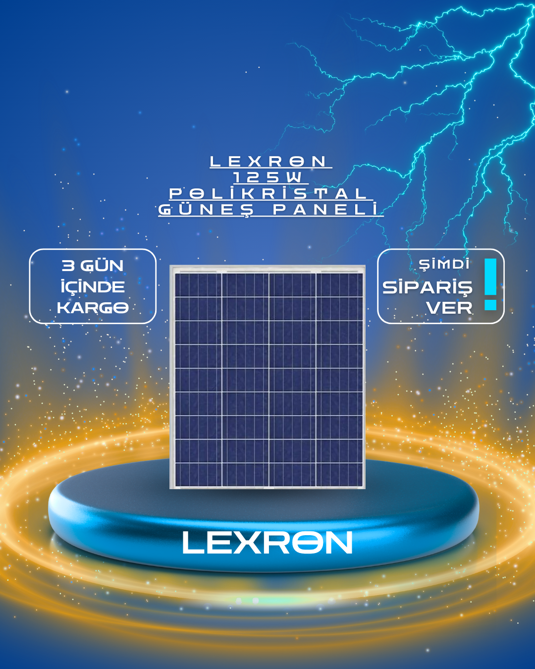 LEXRON 125W POLİKRİSTAL GÜNEŞ PANELİ