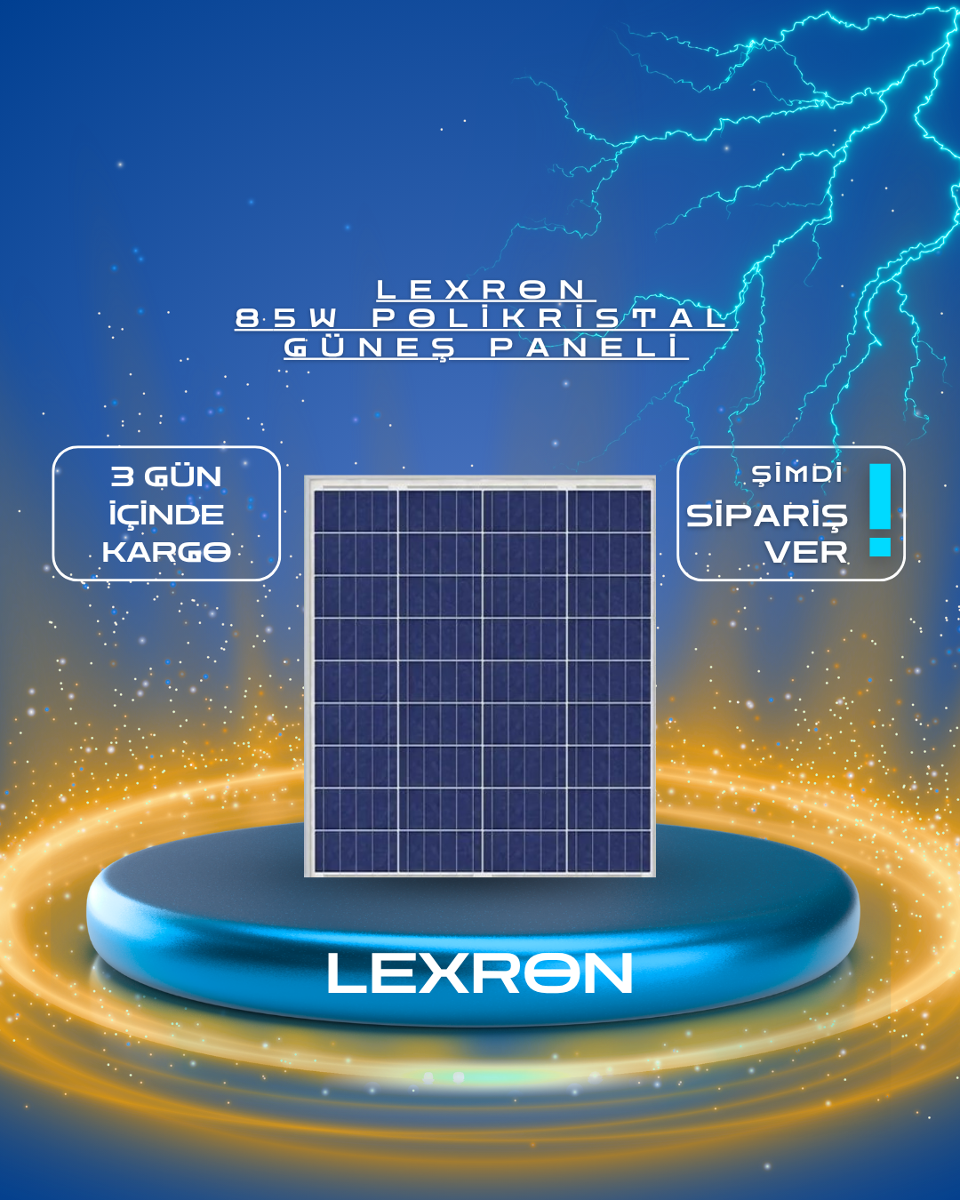 LEXRON 85W POLİKRİSTAL GÜNEŞ PANELİ